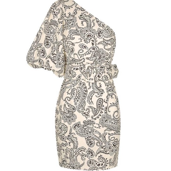 One sleeve ivory dress with paisley print - Picture 4 of 7